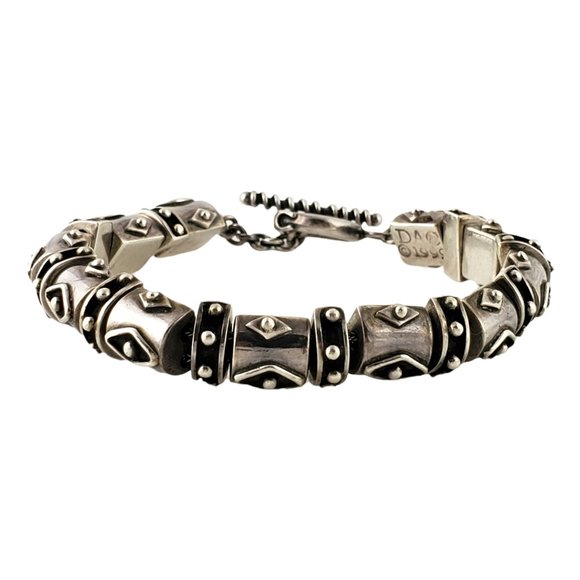Vintage Deborah Armstrong Sterling Silver Chunky Bead Toggle Bracelet #12293